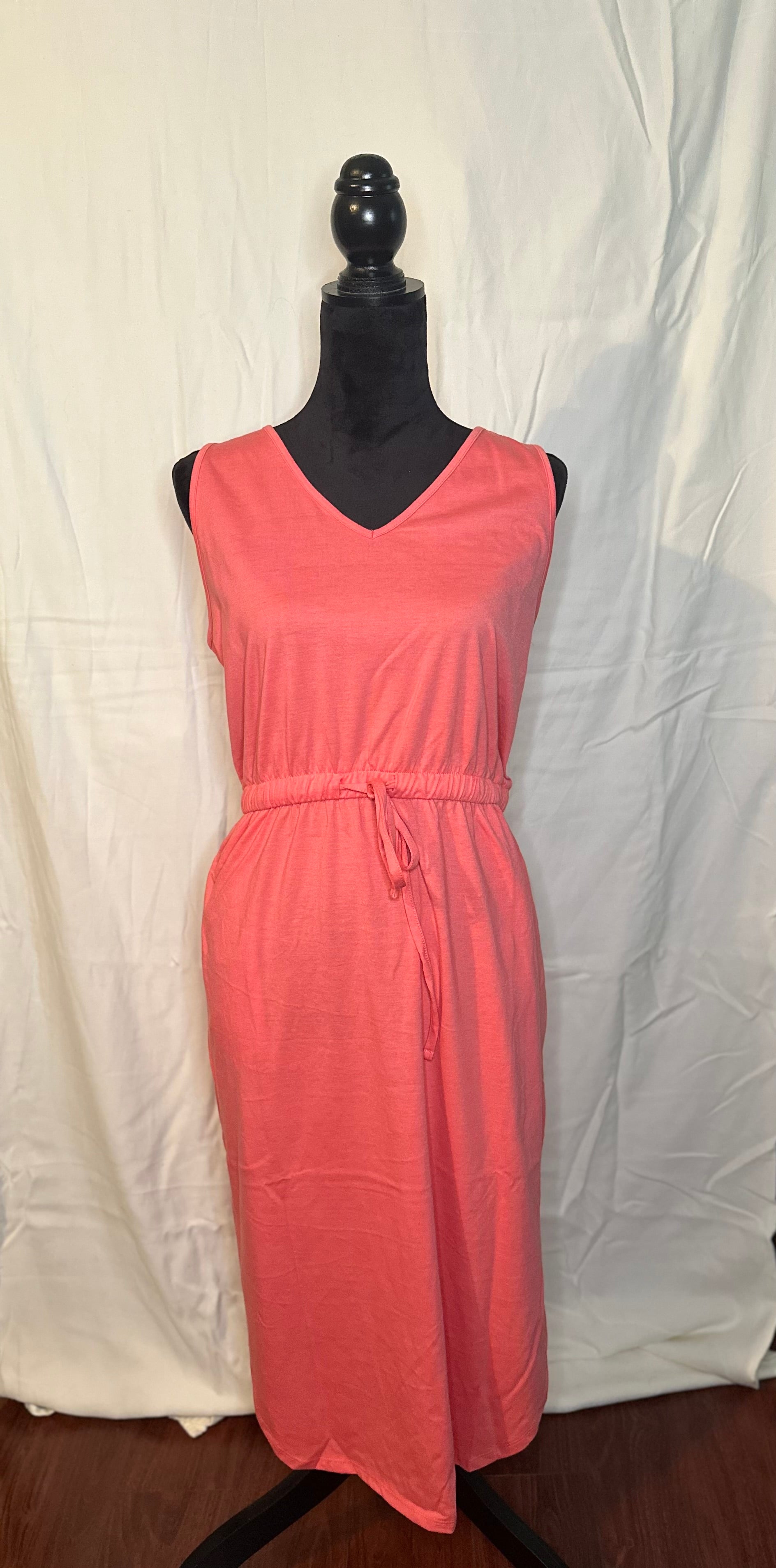 MIDI DRAWSTRING WAIST DRESS