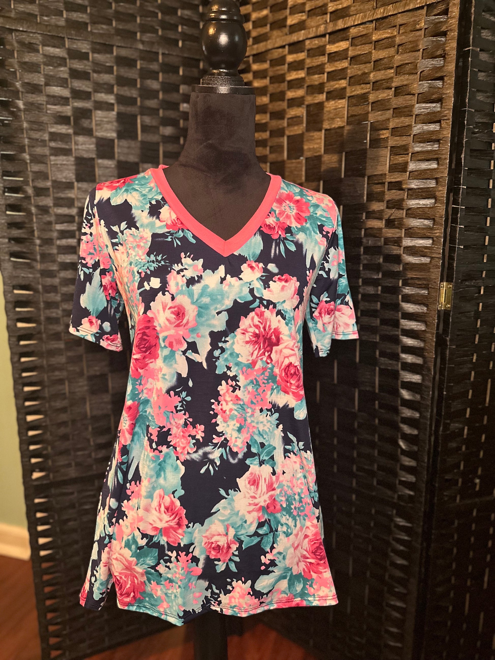 Navy & Hot Pink Floral