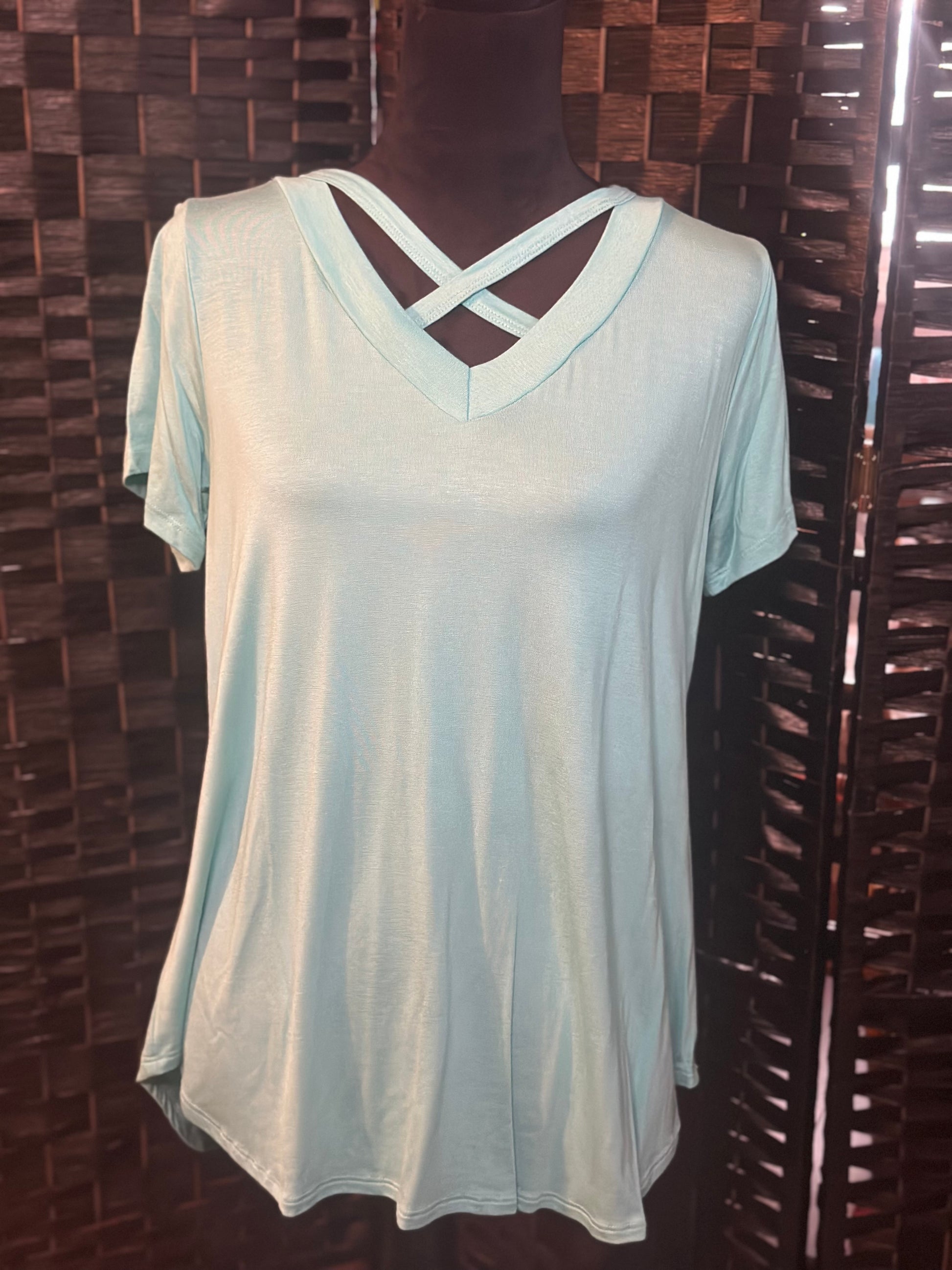 Teal Crisscross top