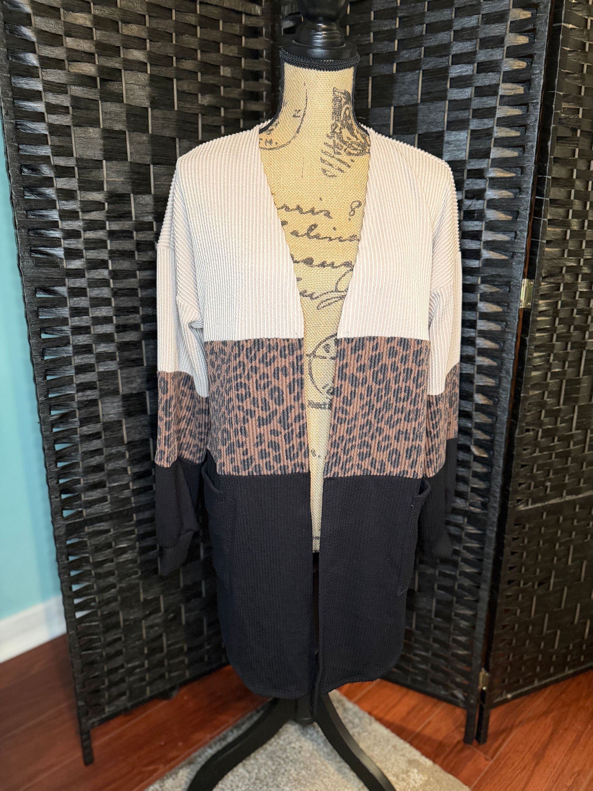 Tri-Color Leopard Cardigan