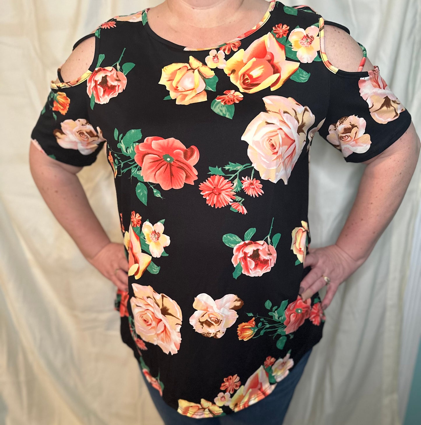 Floral Cold Shoulder Top