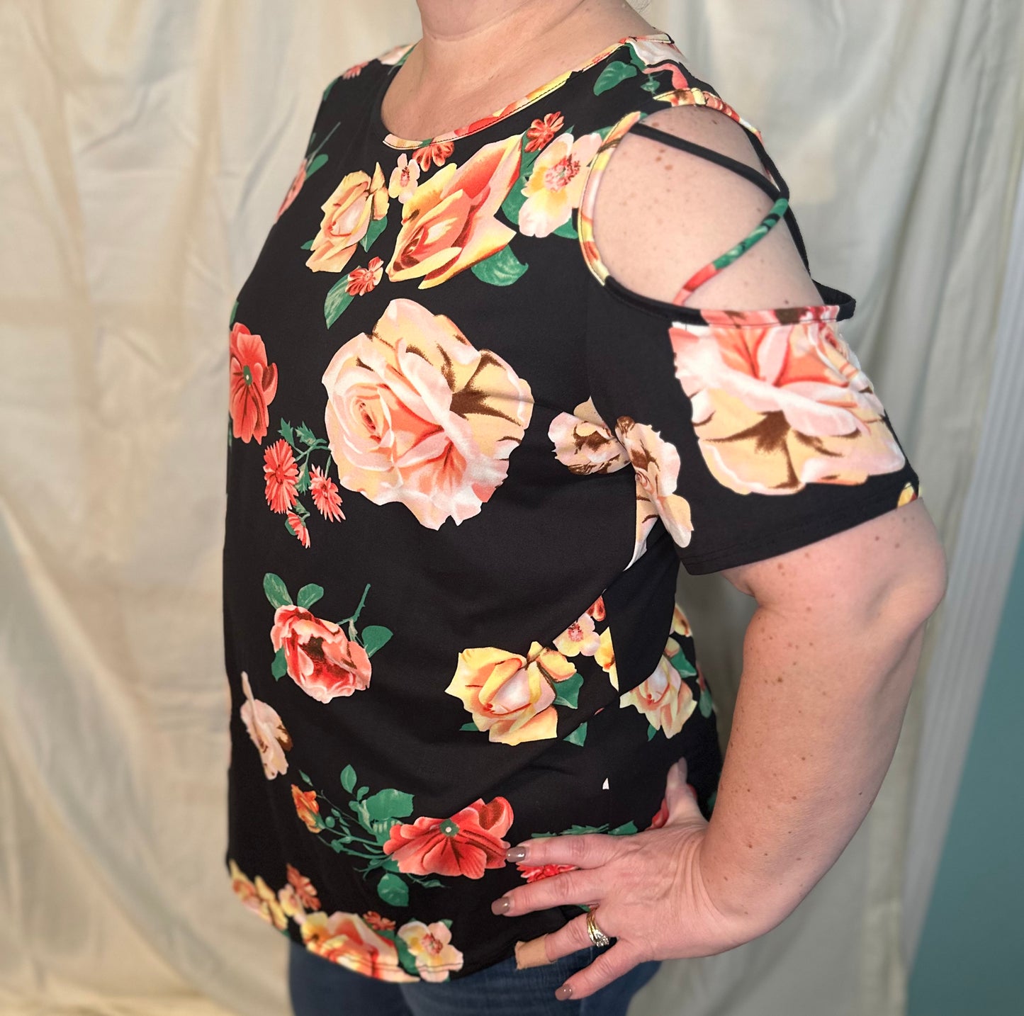 Floral Cold Shoulder Top