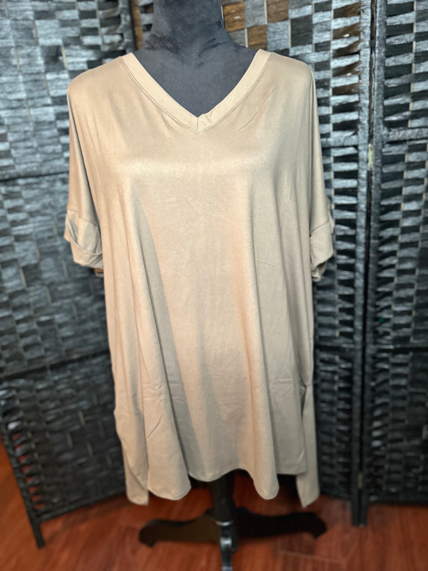 Rolled Sleeve Vneck