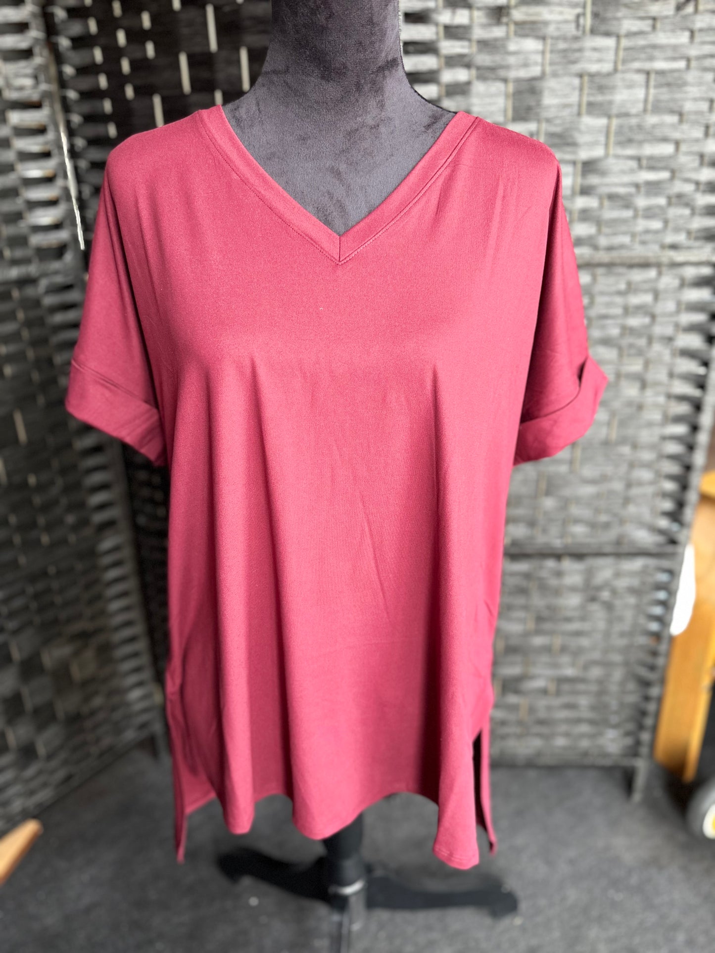 Rolled Sleeve Vneck