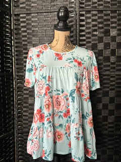 Mint Floral Flowy Top